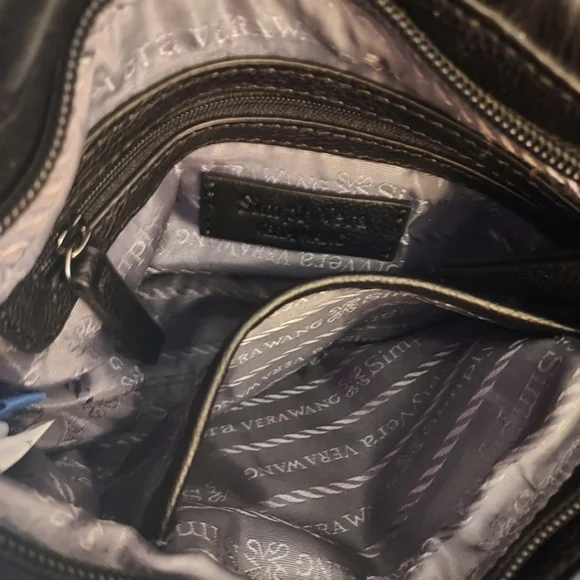 Vintage SimplyVera Vera Wang black vegan leather crossbody scrunch purse y2k - Picture 11 of 14